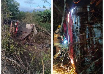 Caminhoneiro fica preso às ferragens e morre em capotamento na MGC-122